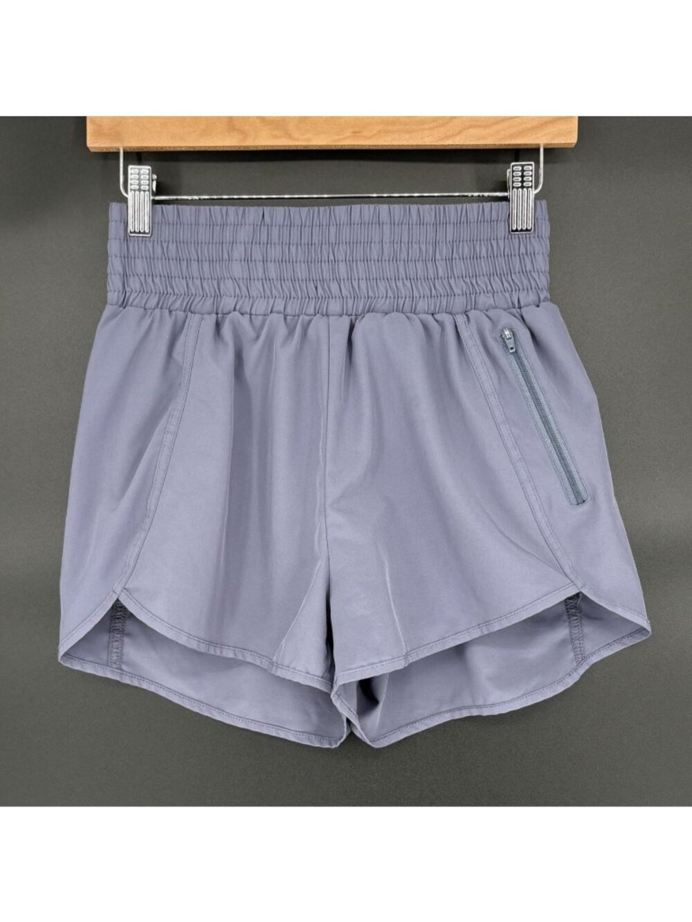BMJL Womens Athletic Shorts S Purple/Gray Lined High Rise Zip Pocket Performance